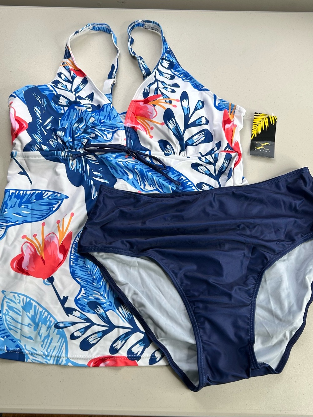 Bikinx Tankini Bikini Set XXL Floral Blue New